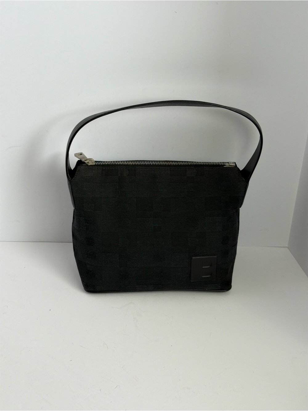 Bally Early 2000s Black Canvas Leather Trim Handbag